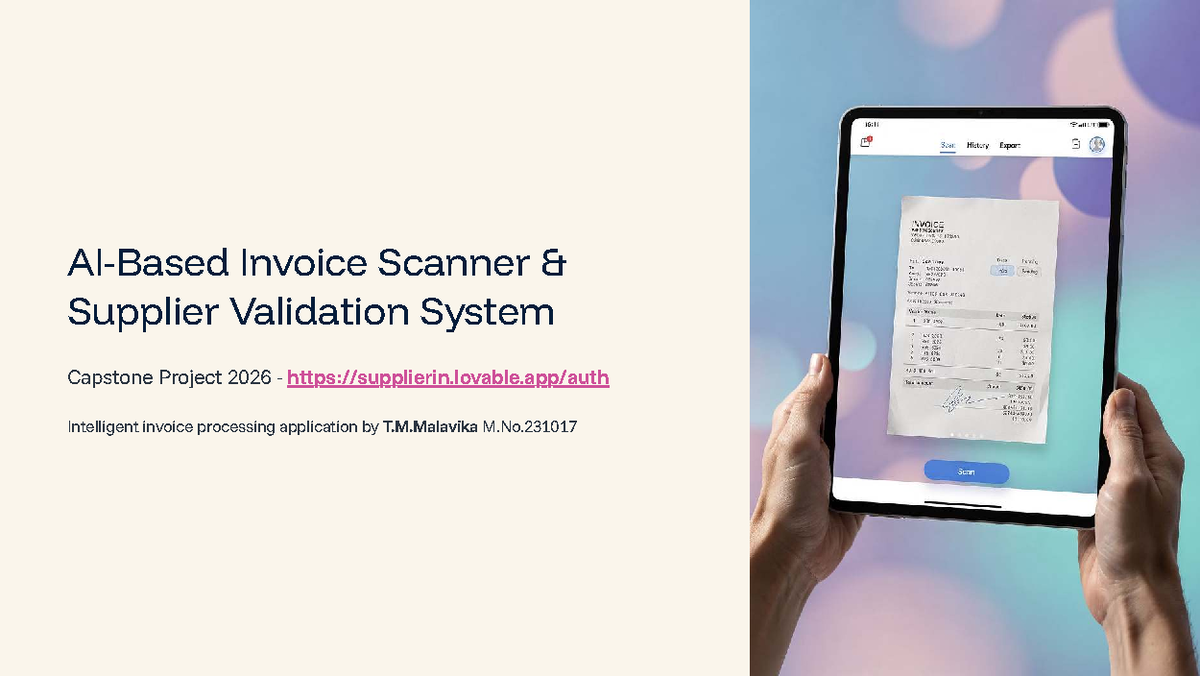 AI-Based Invoice Scanner & Supplier Validation System Capstone Project ...