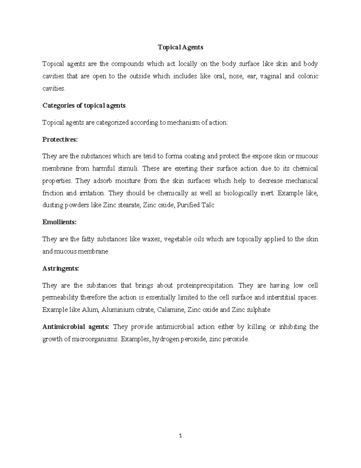 Topical Agents Overview - PHARM 101 Lecture Notes - Studocu