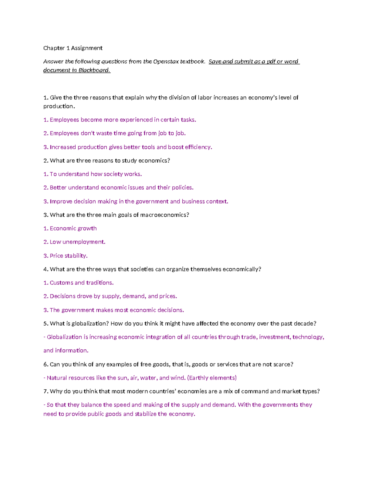 ECO 101 Chapter 1 Assignment: Key Economic Concepts Explained - Studocu