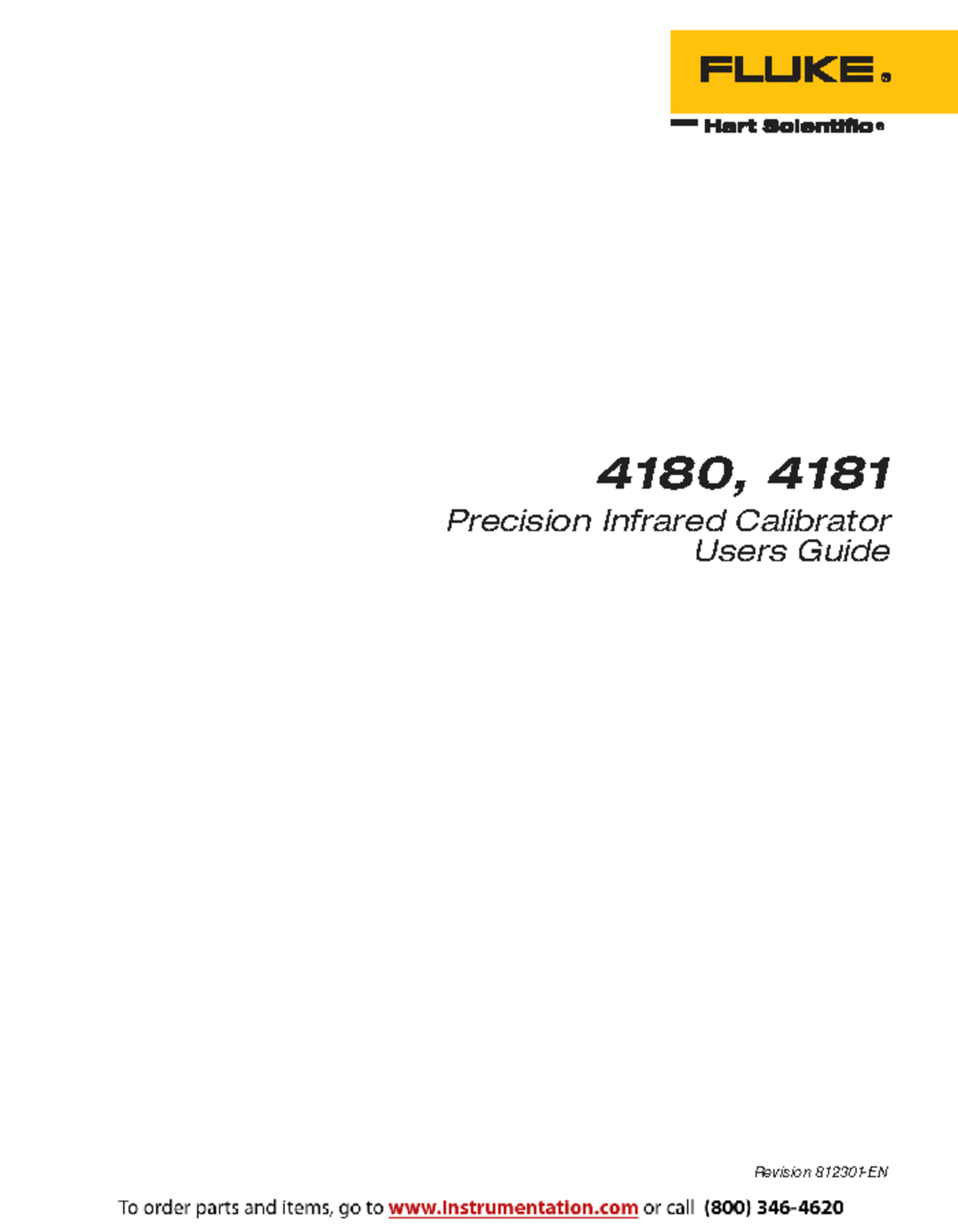 4180, 4181 Precision Infrared Calibrator User Manual and Warranty Guide ...
