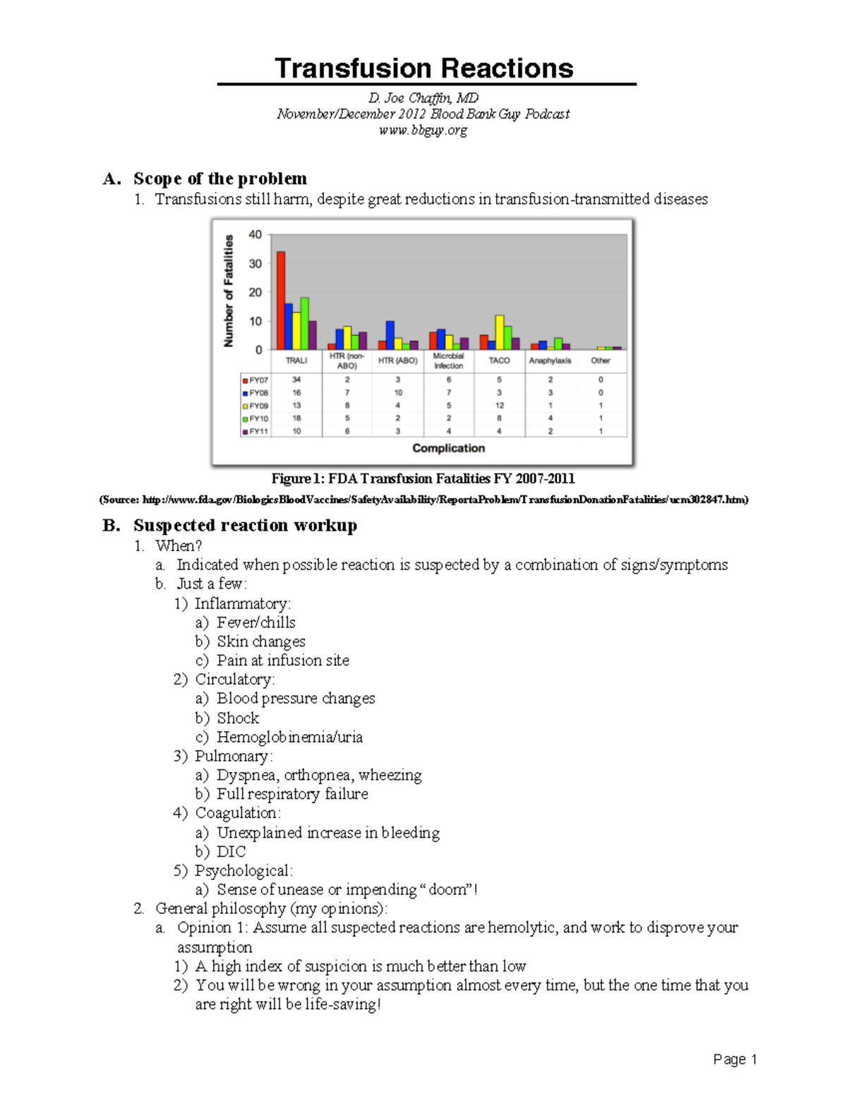 Transfusion Reactions Overview - 2012 TX RXNs Lecture Notes - Studocu
