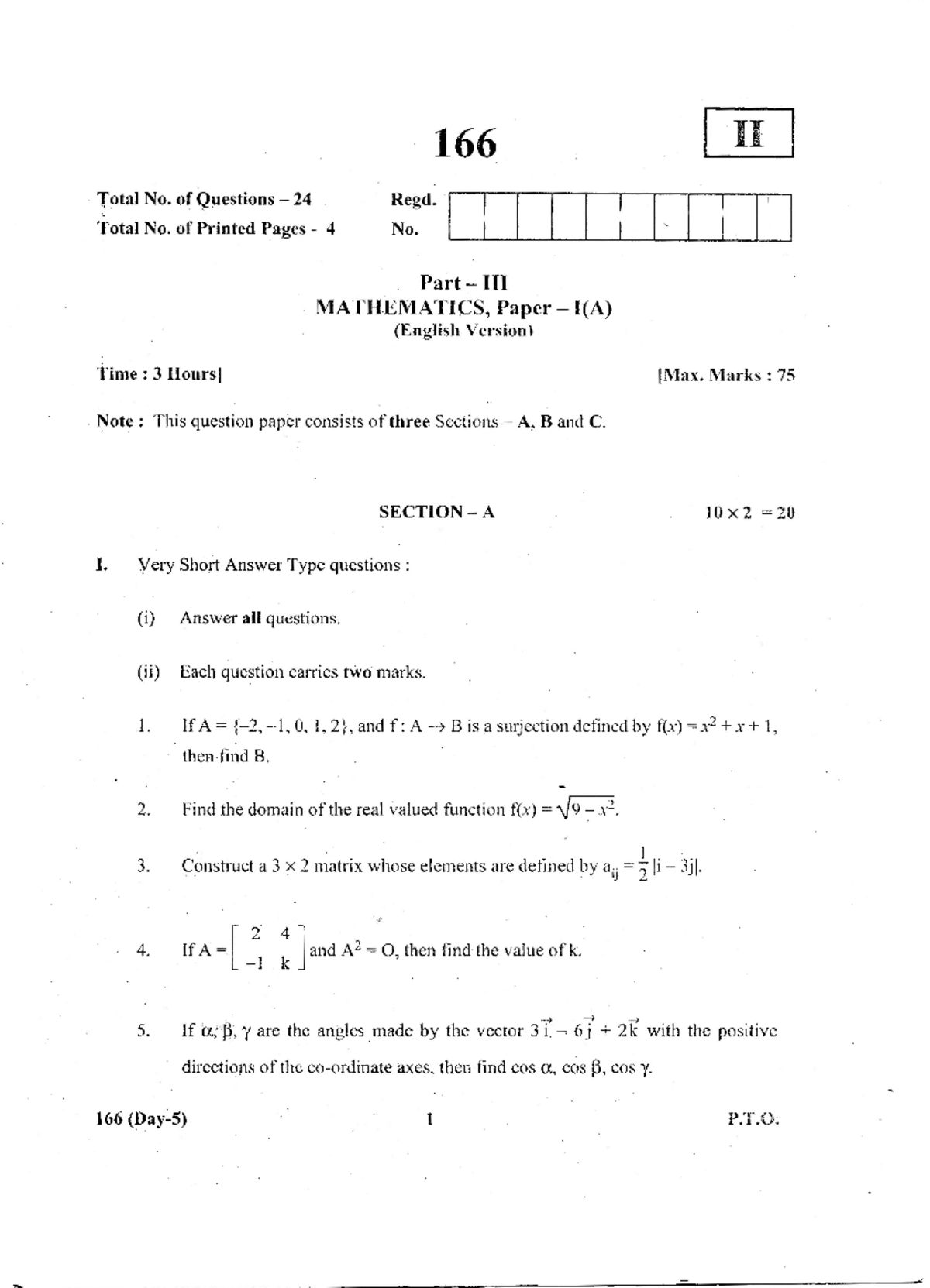 2017 - sda - 166 II Total No. of Questions 24 Regd. Total No. of ...