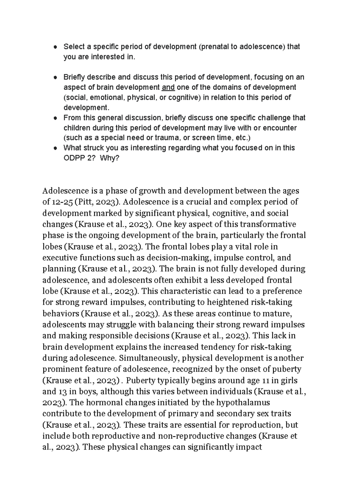 ODPP 2 - ODPP - Select a specific period of development (prenatal to ...