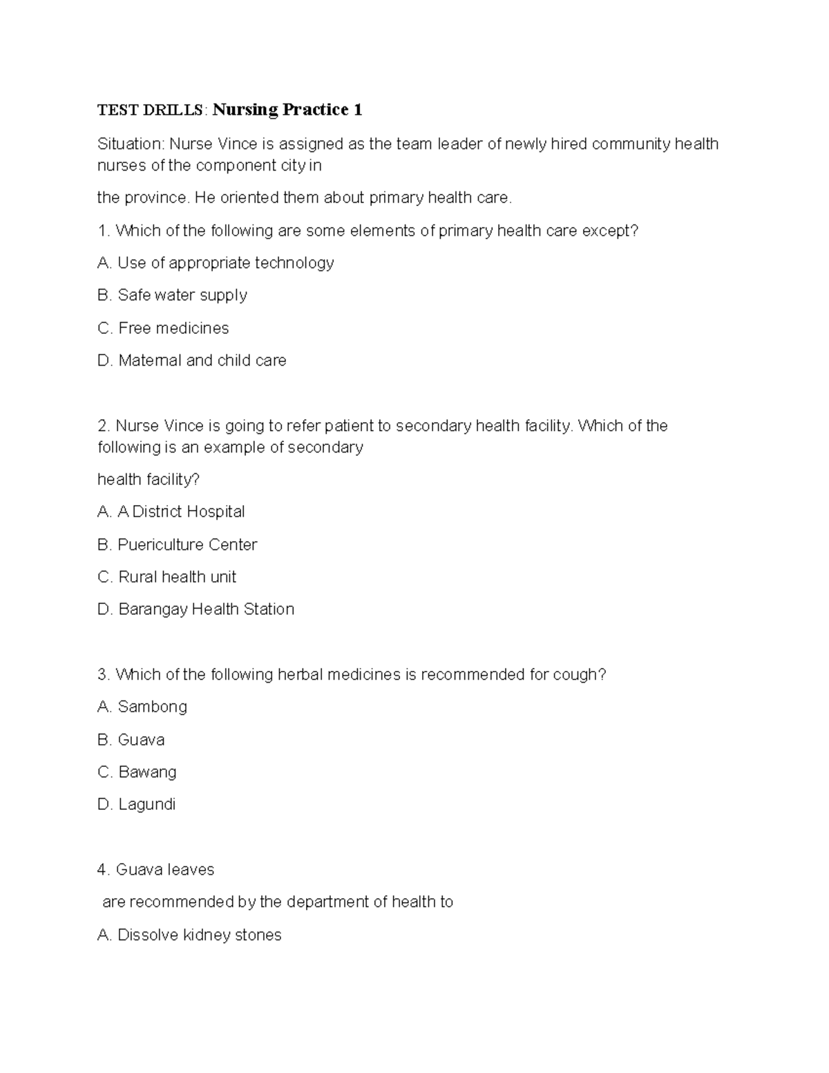 Nursing Practice 1 - Comprehensive Practice Exam Review - Studocu