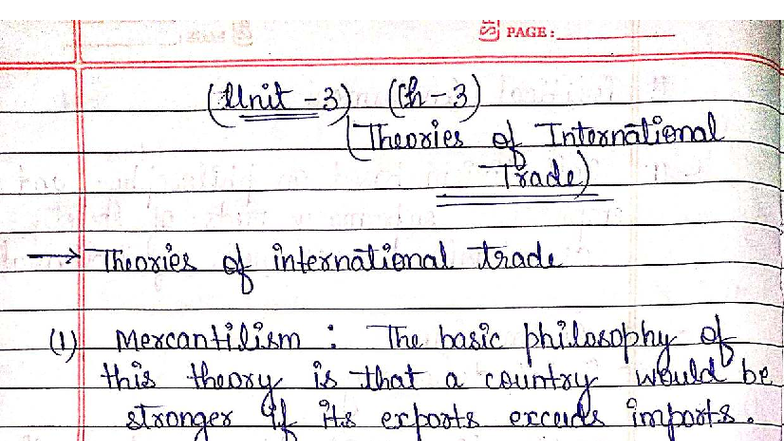UNIT-3: Theories of International Trade and Balance of Payments - Studocu
