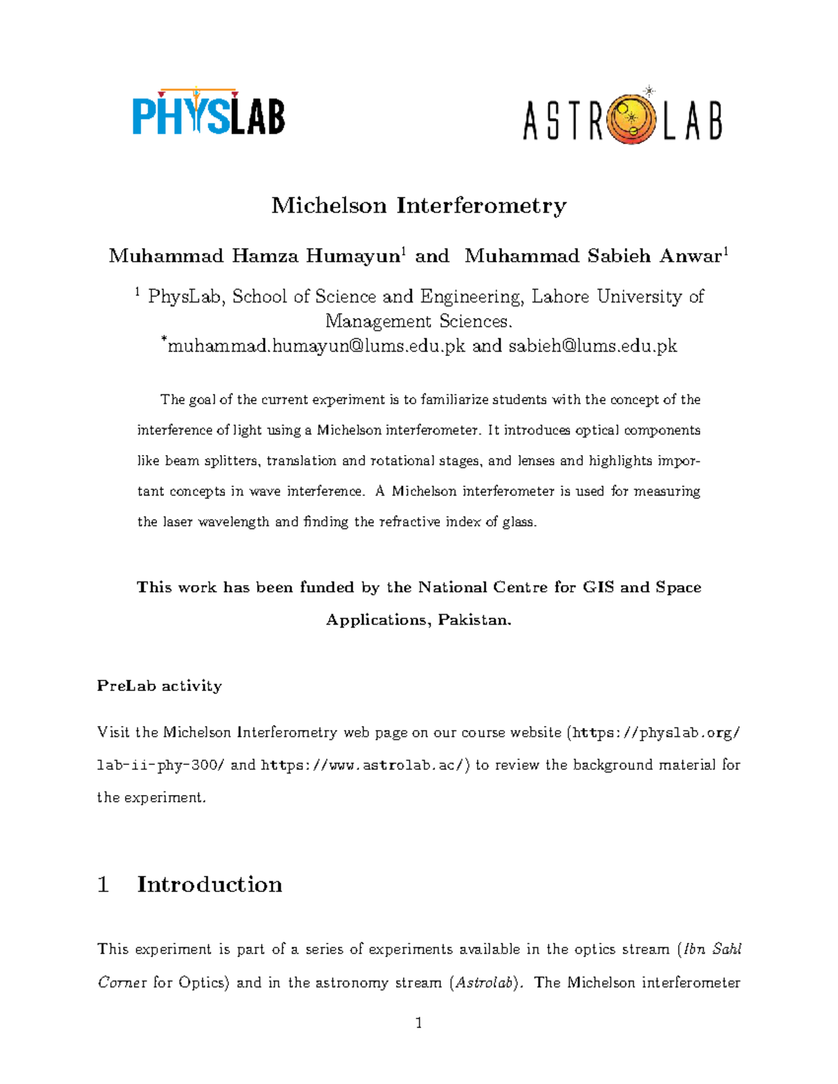 Michelson Interferometry Student Manual 2023 - Experiment Guide - Studocu