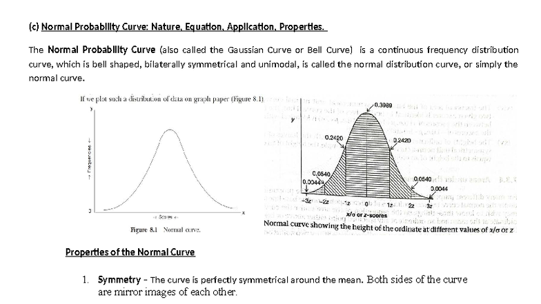 EDM 701: Normal Probability Curve - Nature, Properties & Applications ...