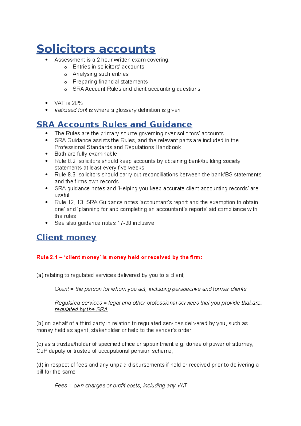SRA Solicitors Accounts Notes: Key Rules & Client Money Management ...