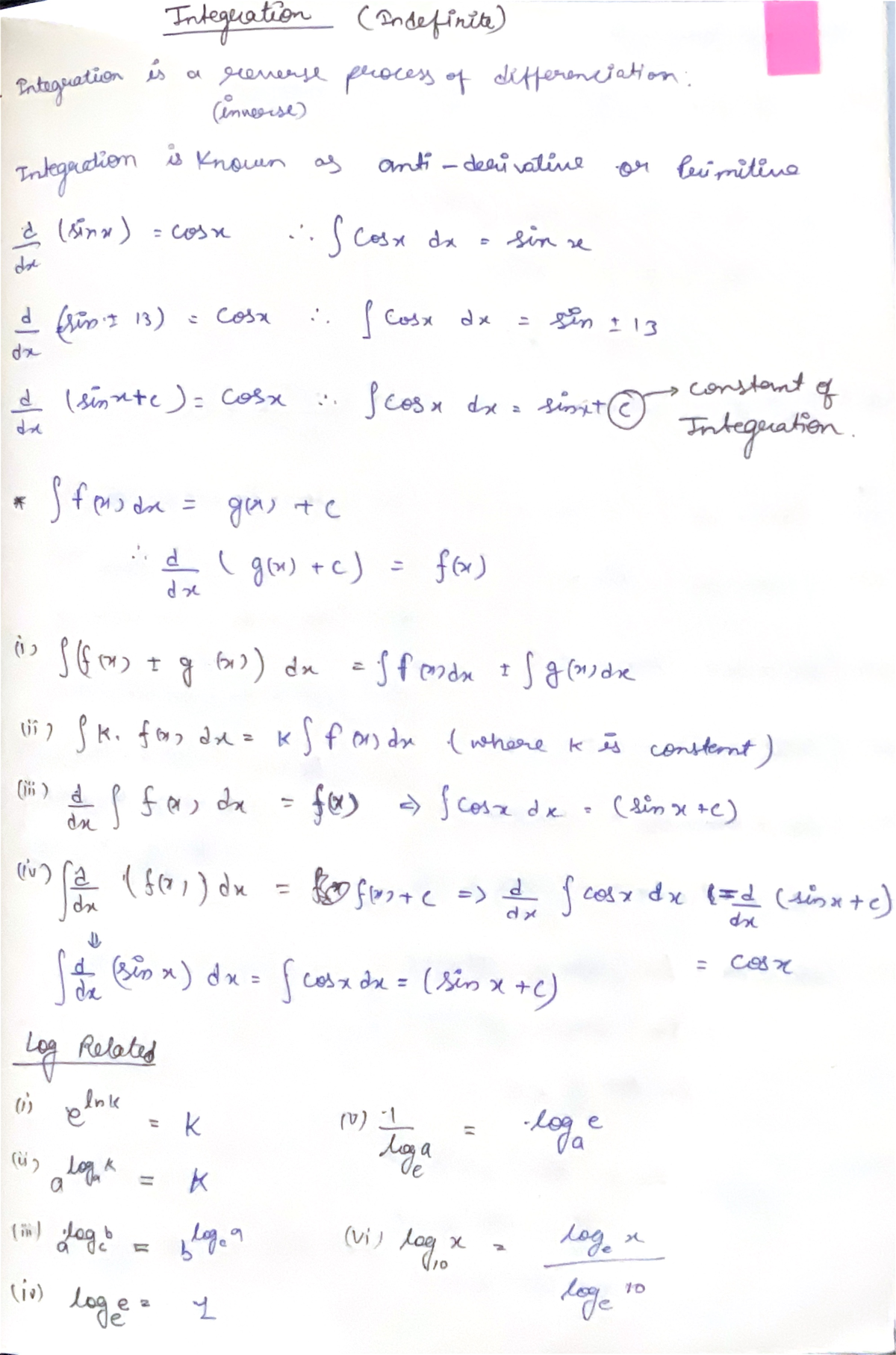 Indefinite Integration Concepts and Techniques - MATH 101 - Studocu