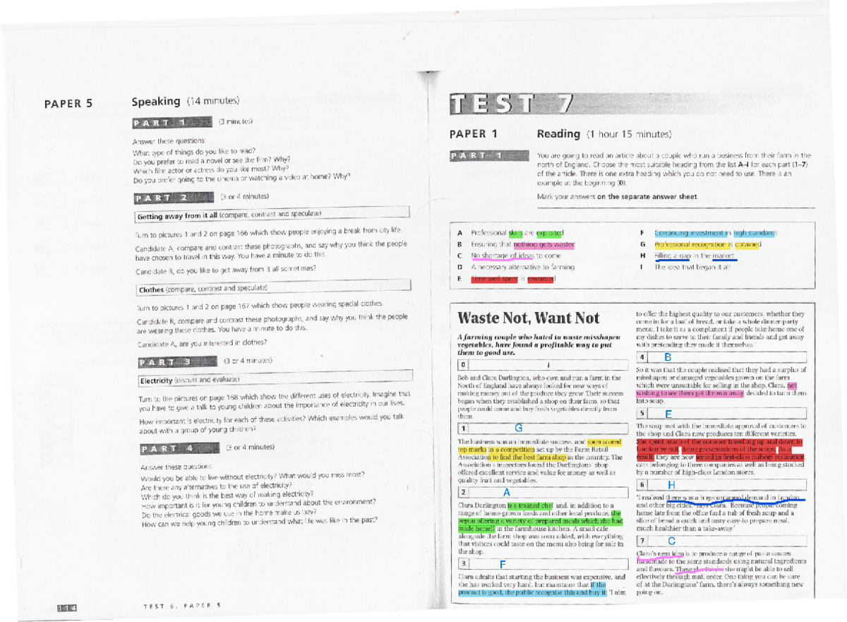 PAPER 5 Speaking Practice - Key Topics & Questions for Review - Studocu