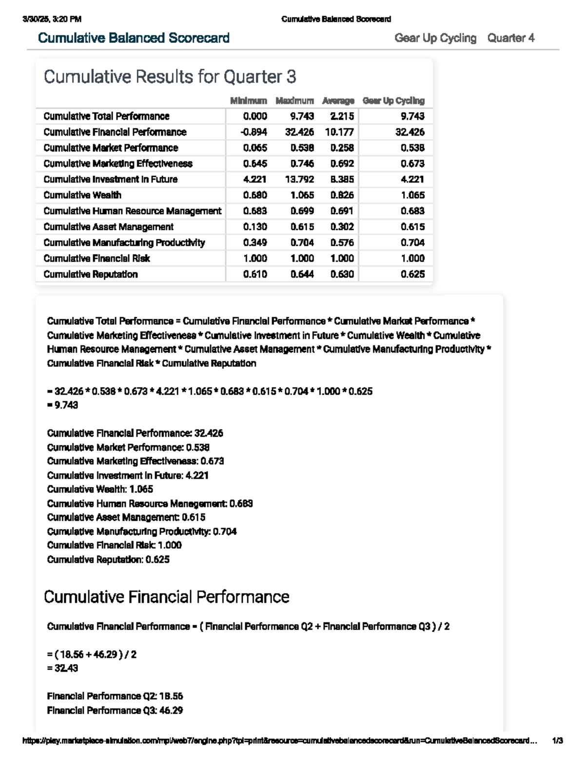 Q3 Cumulative Balanced Scorecard - Studocu