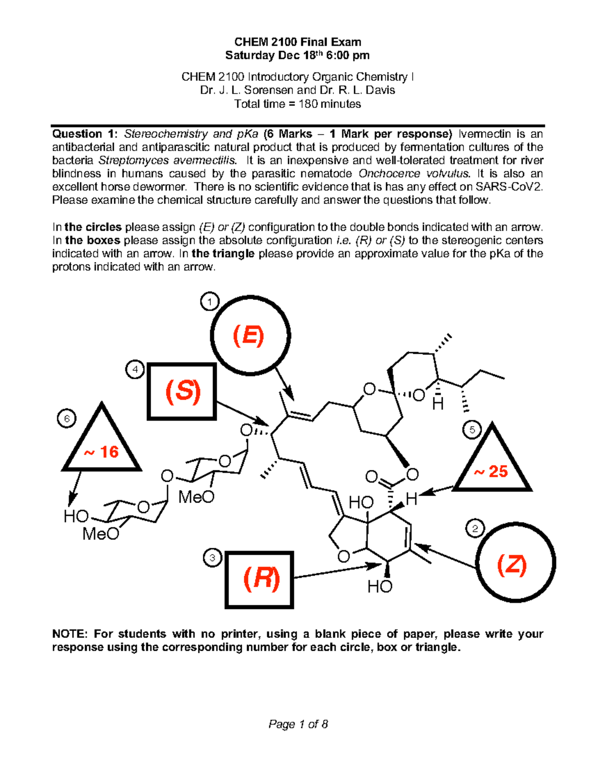 CHEM 2100 F21 Final Exam Answer Key - Organic Chemistry I - Studocu