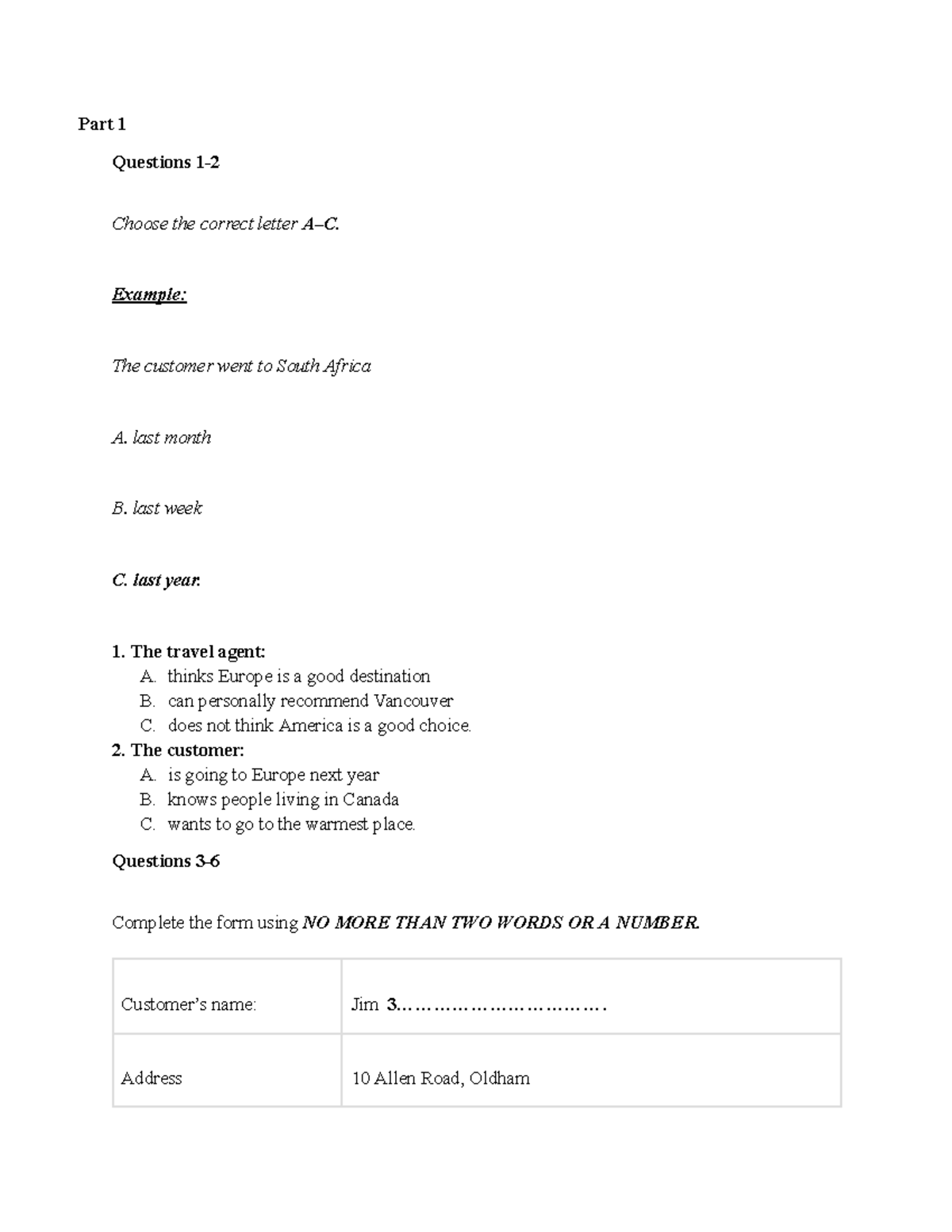 Listening 1 - Part 1 & 2 Questions and Answers Guide - Studocu