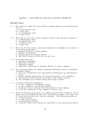 Ch21tif - Practice - CHAPTER 21: CAPITAL BUDGETING AND COST ANALYSIS ...