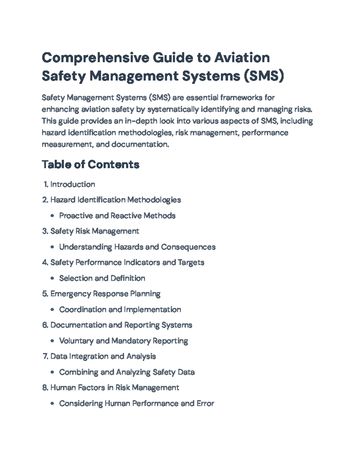 Comprehensive Guide to Aviation Safety Management Systems (SMS ...