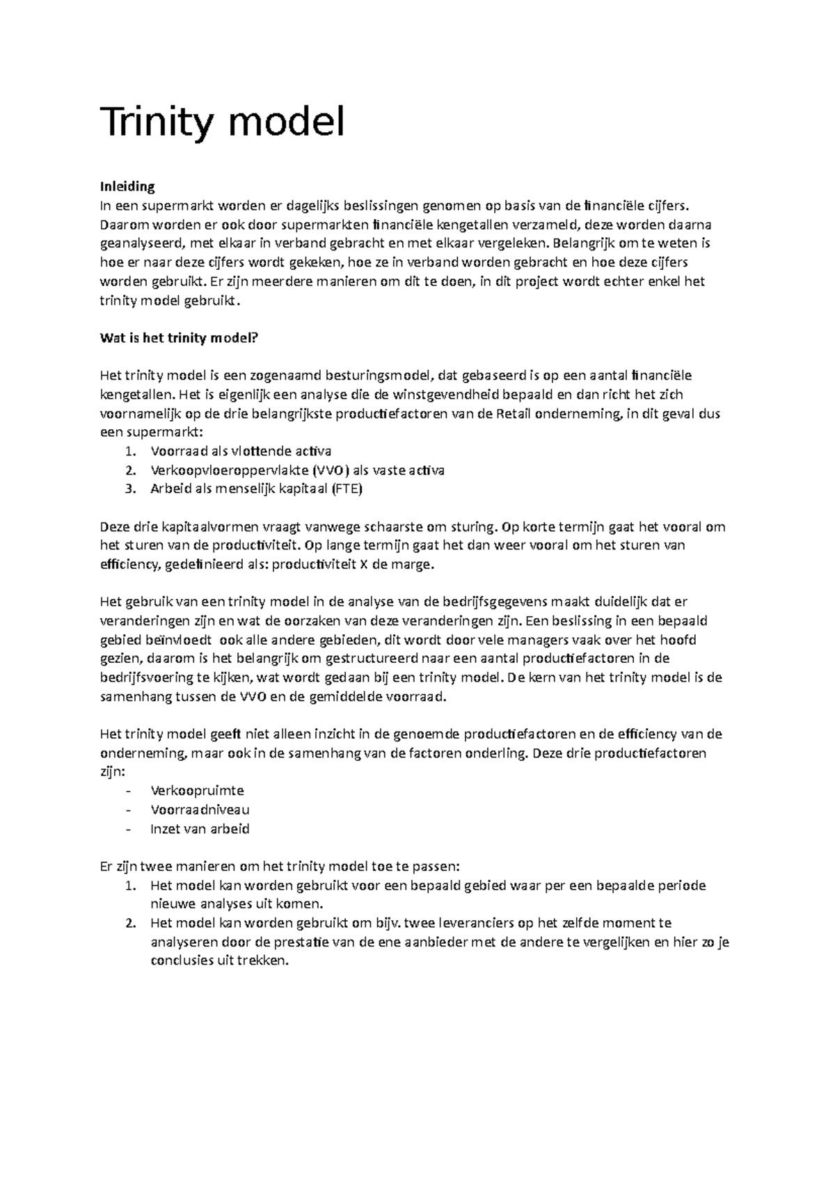 Trinity Model Analyses in de Supermarkt: Efficiëntie en Productiviteit ...