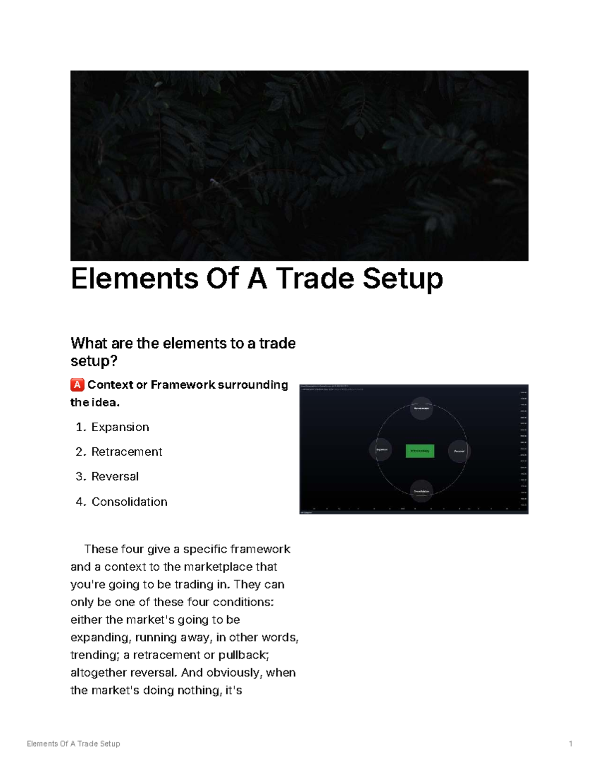 Elements of a Trade Setup: Understanding Market Conditions (1-1) - Studocu