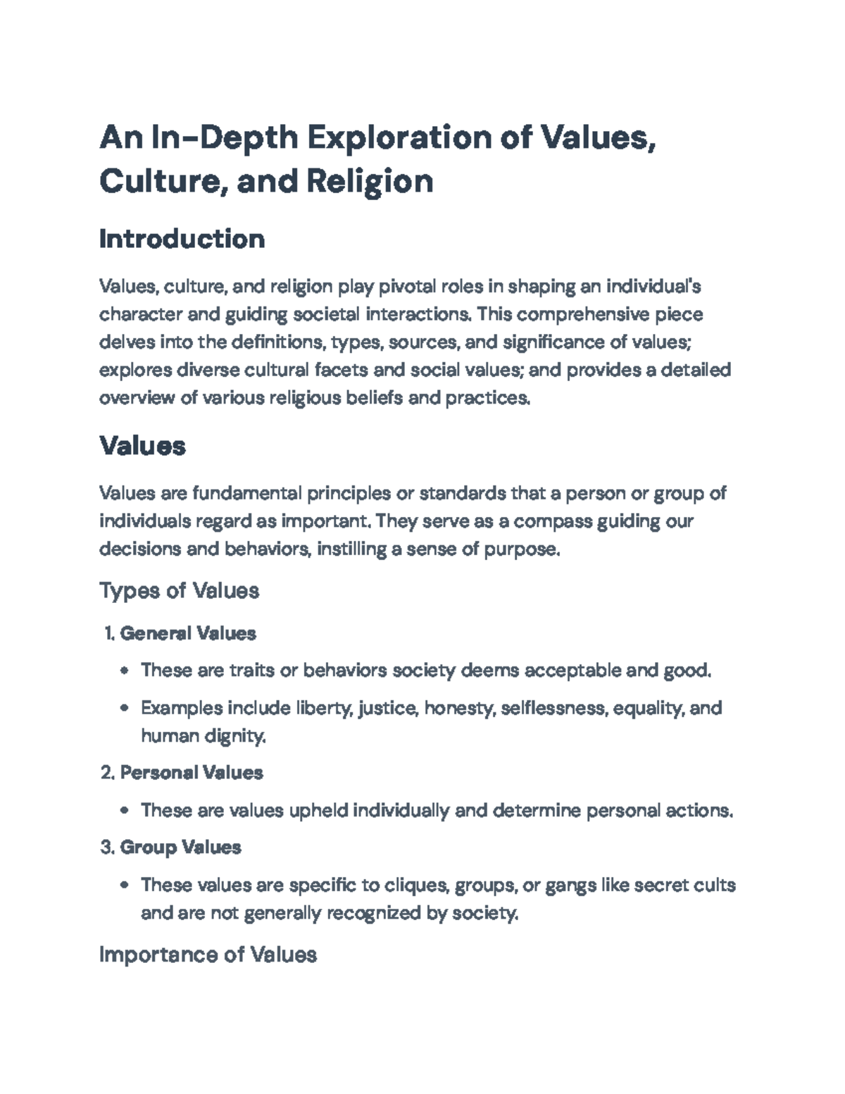 Understanding Values, Culture, & Religion: An In-Depth Study on VCR 101 ...