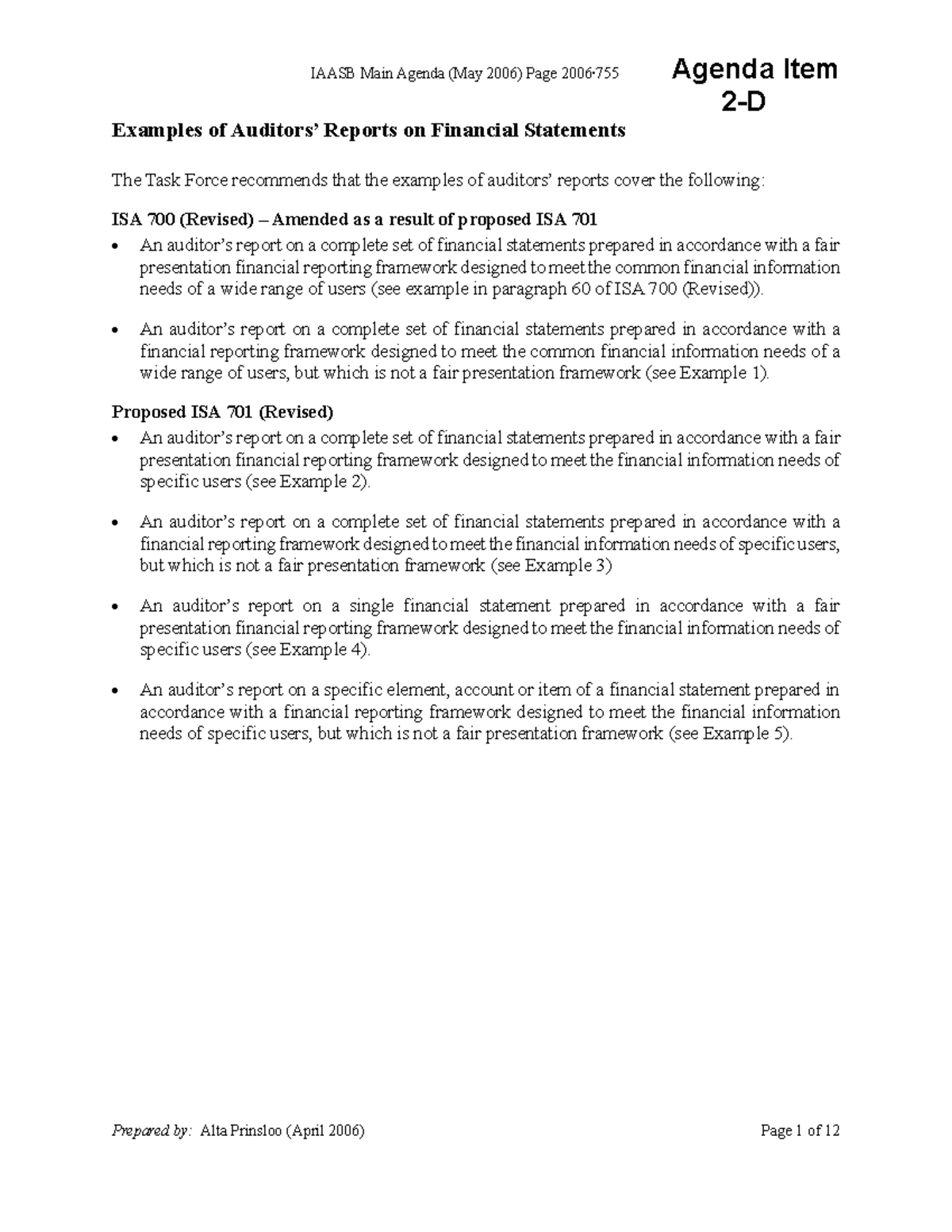 2142 - Examples of Auditor Reports on Financial Statements - Studocu