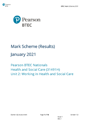 Jan 2019 unit 2 answers - Mark Scheme (Results) January 2019 (1901 ...