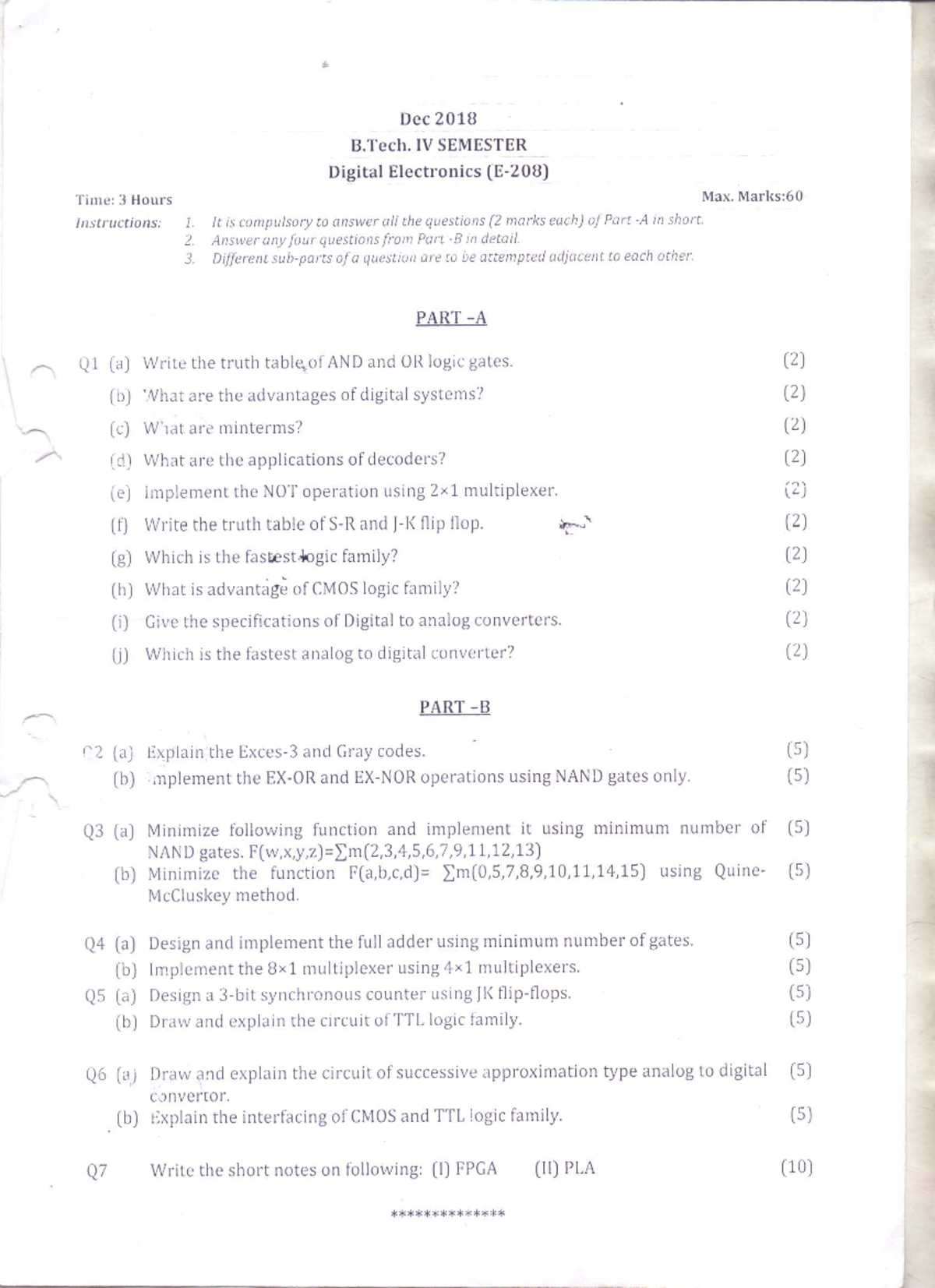 15 digital electronics (e-208) - Time: 3 Hours Dec 2018 B. IV SEMESTER ...