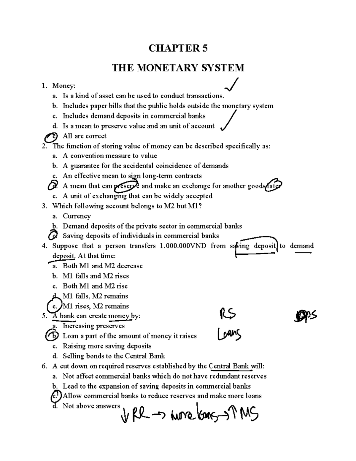 CHAPTER 5: THE MONETARY SYSTEM - ANSWERS TO EXERCISES - Studocu