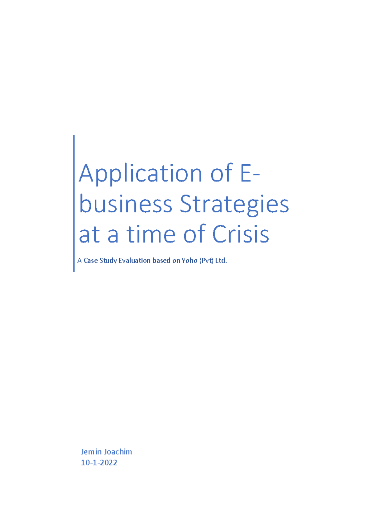 E-Business Strategies During Crisis: A Case Study of Yoho (Pvt) Ltd ...