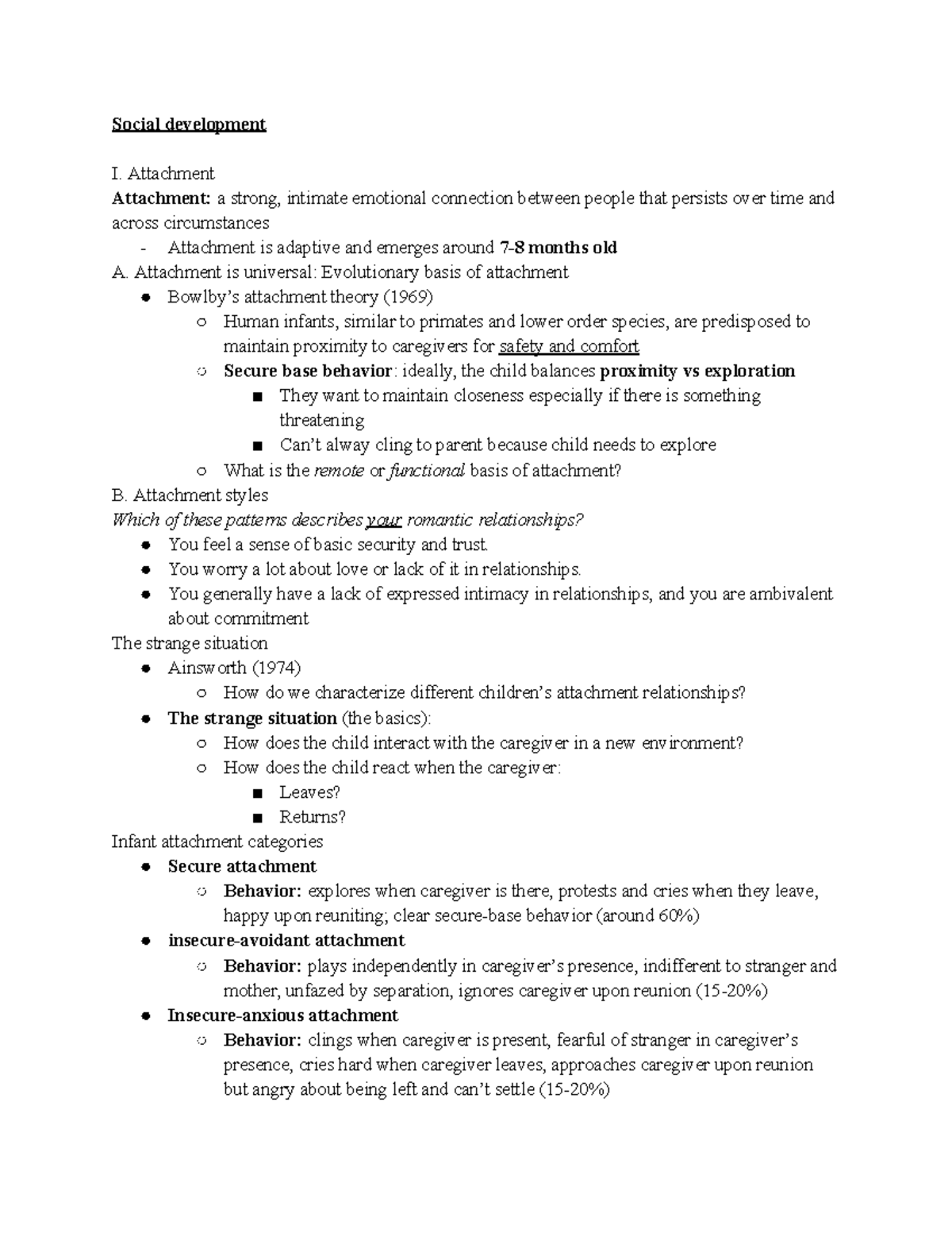 Midterm Exam Review Notes for Course XYZ 101 - Social development I ...