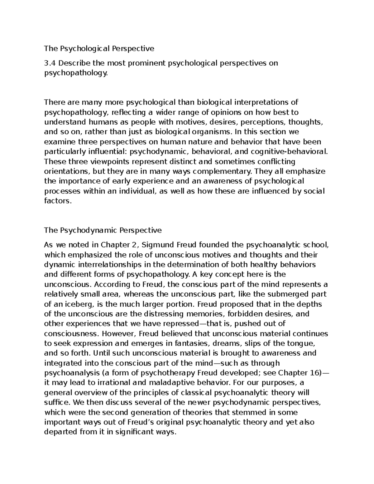 Psychological Perspectives on Psychopathology: A Study Guide (Abnormal ...