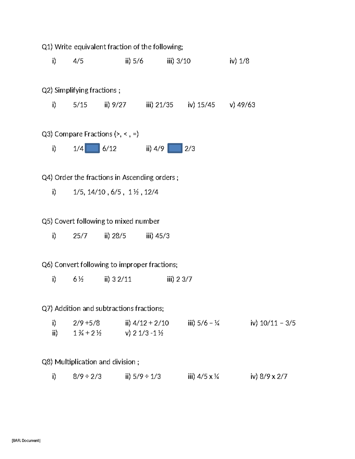 Maths Midterm - Test on Fractions and Decimals - Studocu