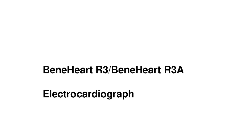BeneHeart R3A ECG Service Manual: Assembly, Testing & Maintenance - Studocu