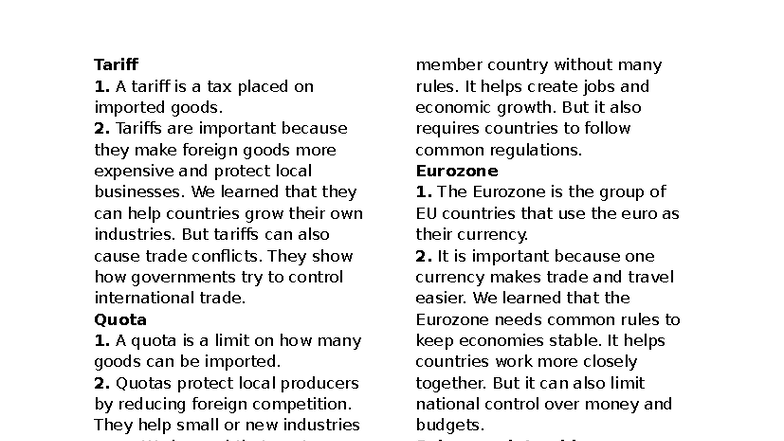 Globalization Concepts: Key Terms and Definitions for Exam - Studocu