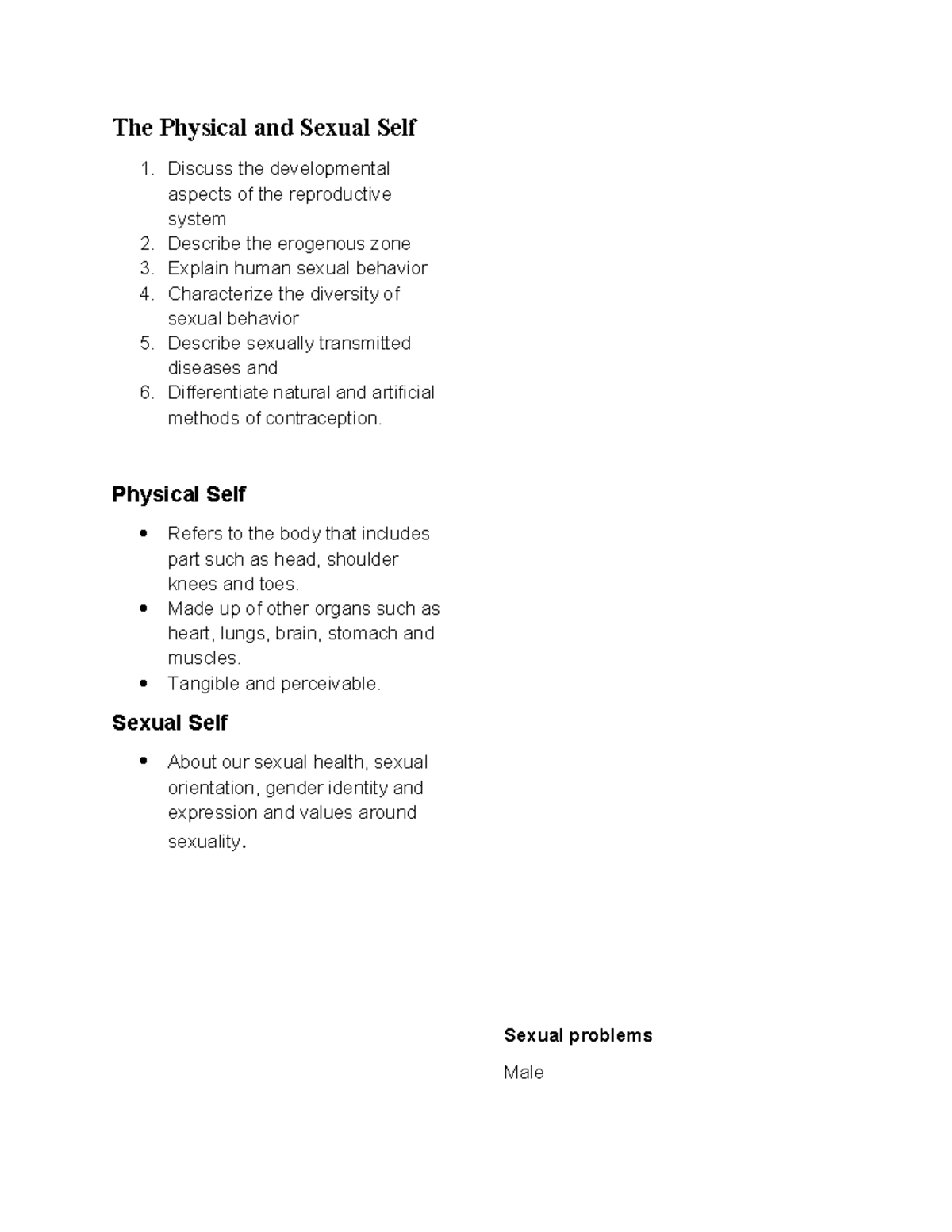 The Physical and Sexual Self: Development, Behavior, and Health - Studocu