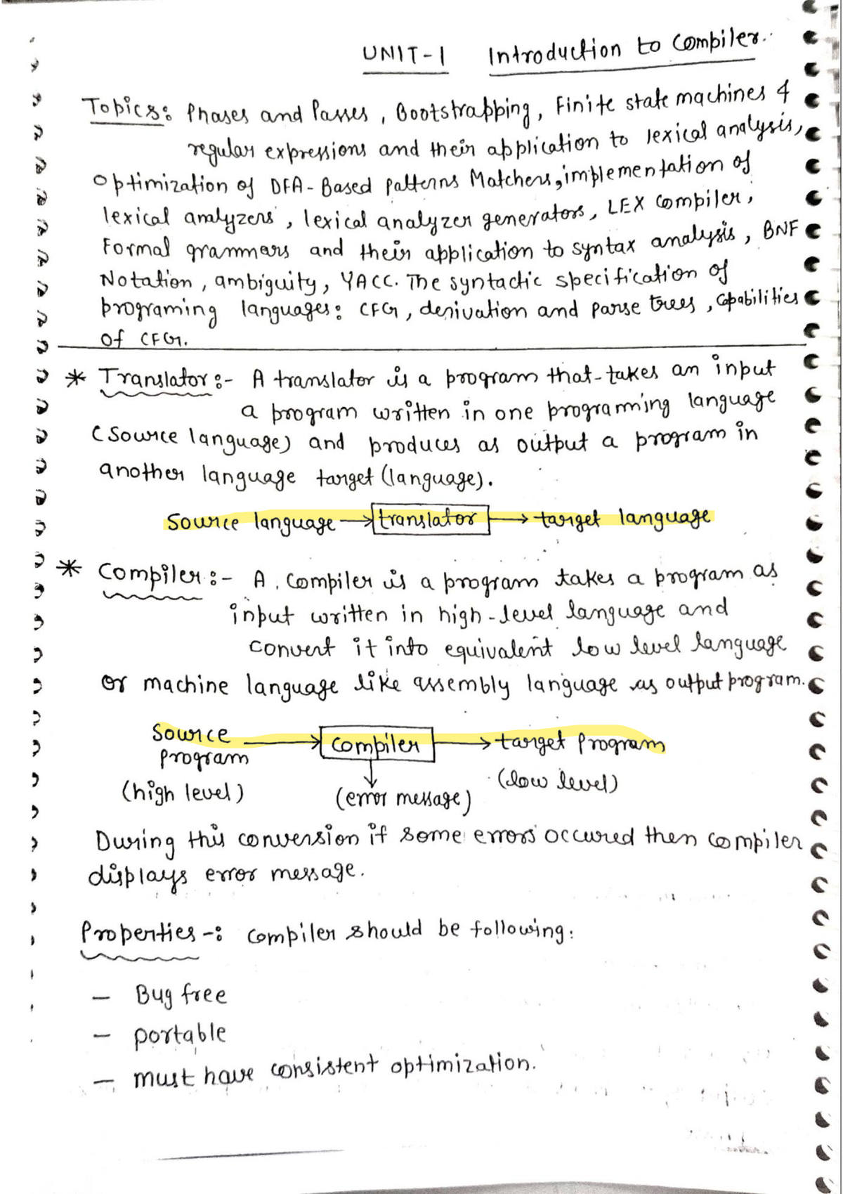 CS 101: Compiler Design Notes on Finite Automata and Syntax Analysis ...