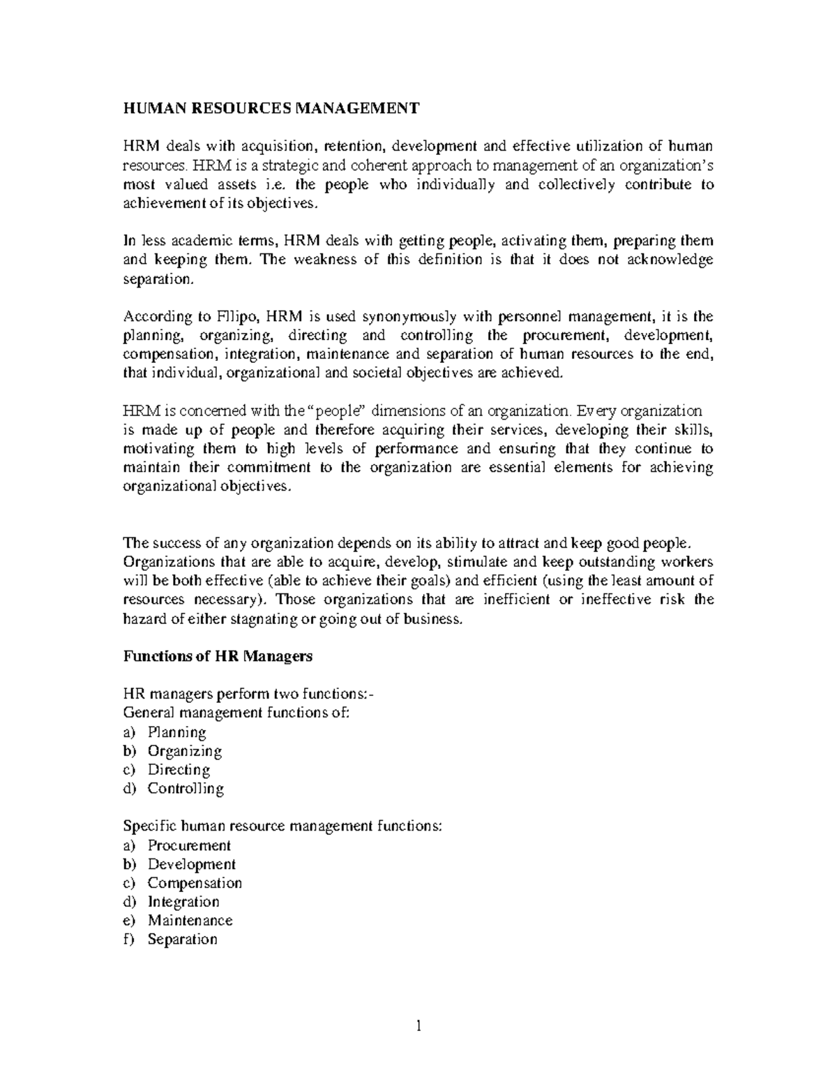 DHR 202 Final Exam: Comprehensive Notes on Human Resources Management ...
