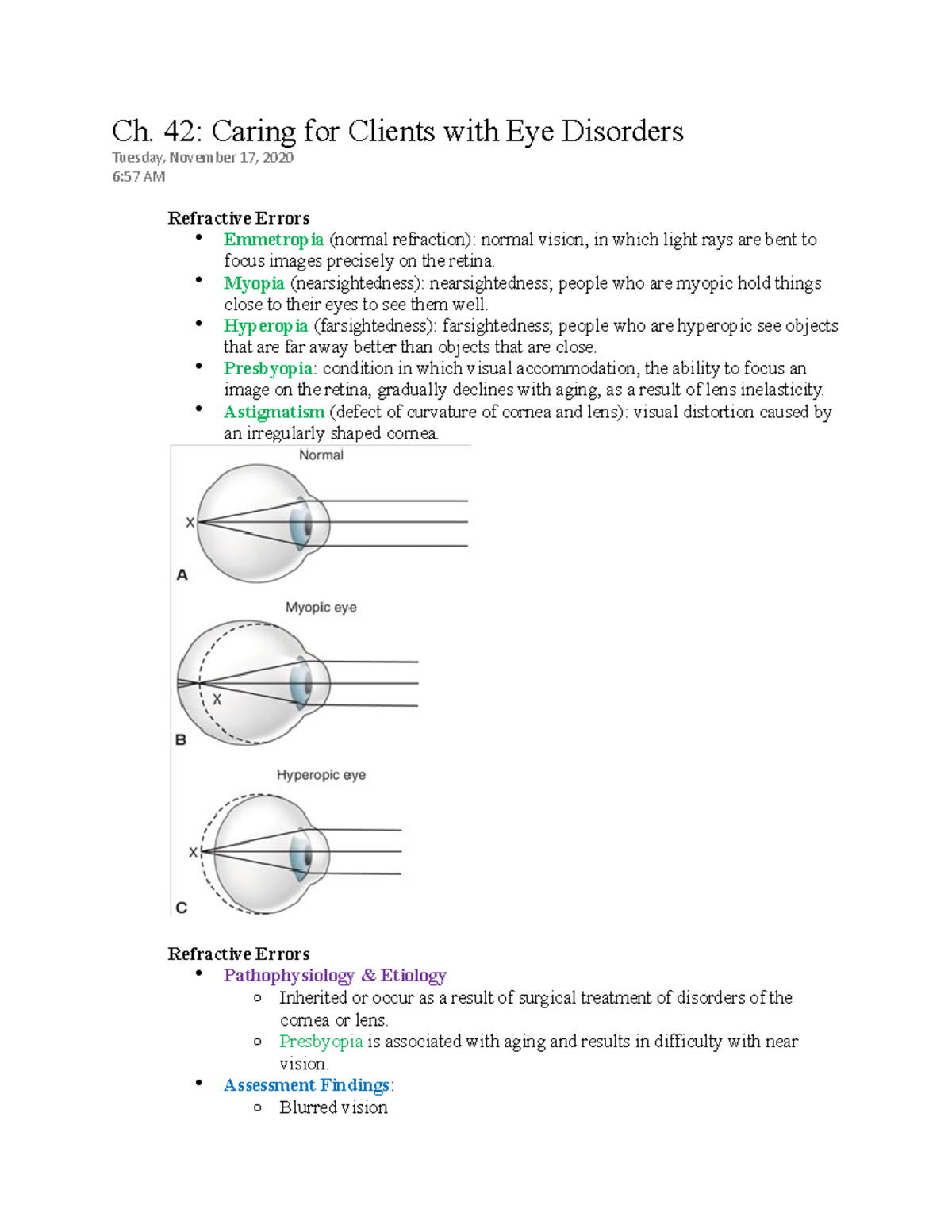 Caring for Clients with Eye Disorders - Ch. 42 Study Notes - Studocu