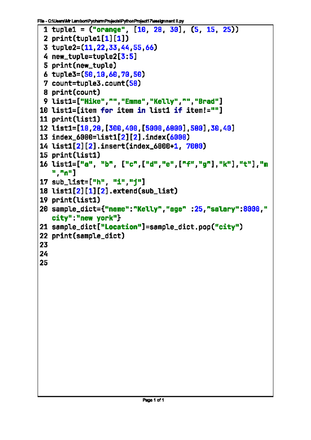 Assignment II - PROGRAMMING - File - C:\Users\Mr Lambon\PycharmProjects ...