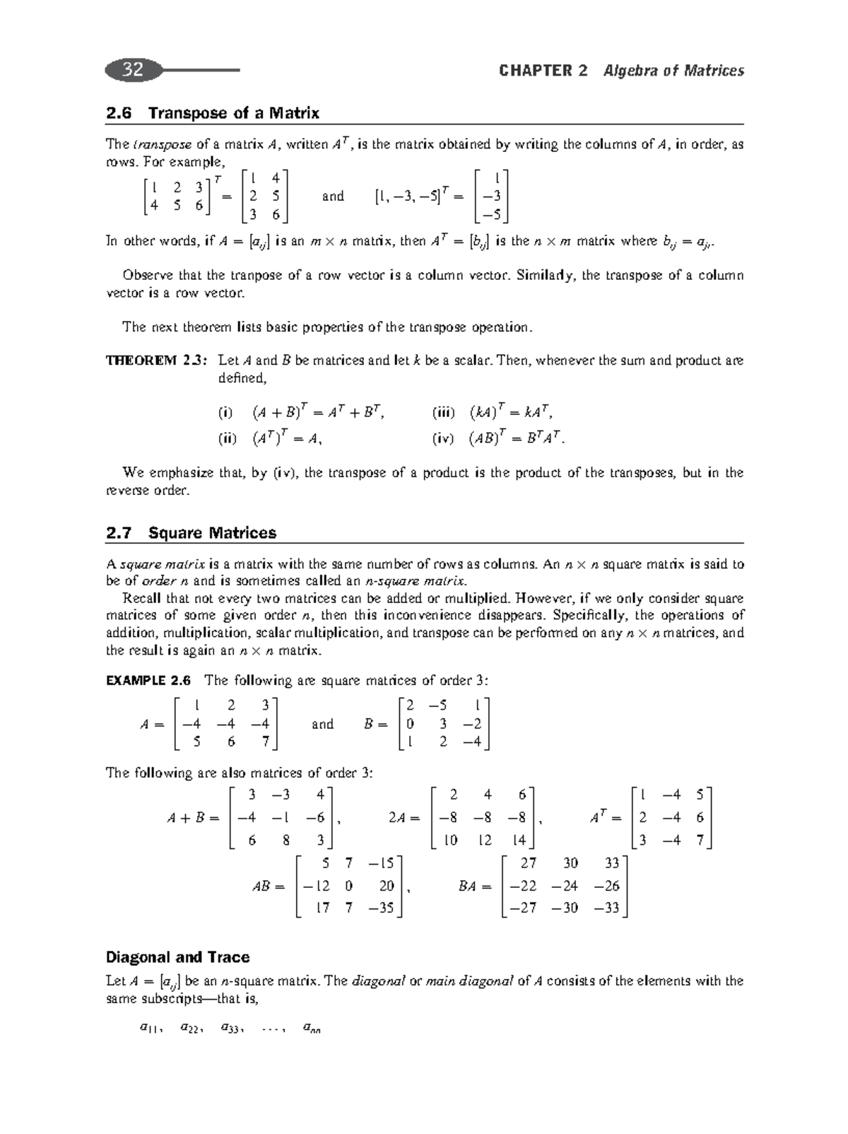 Week 1: Basic Operations on Matrices and Their Properties - Studocu