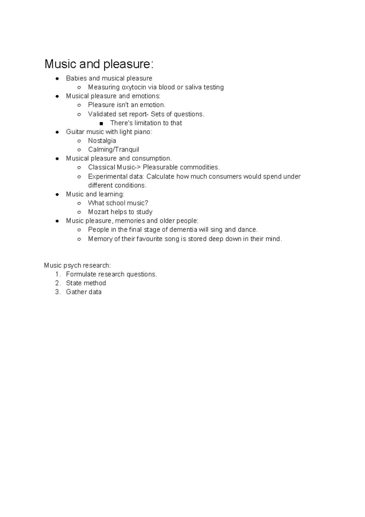 Music Psychology Lecture Notes: Exploring Emotion, Cognition, and ...