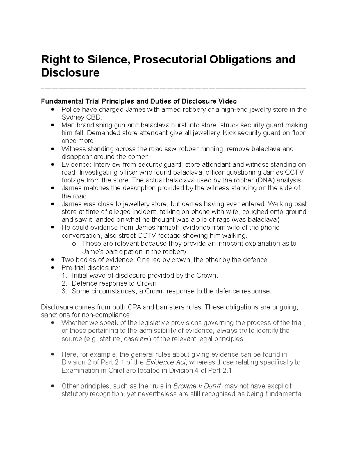 WK2C3: Right to Silence and Prosecutorial Disclosure in Criminal Trials ...