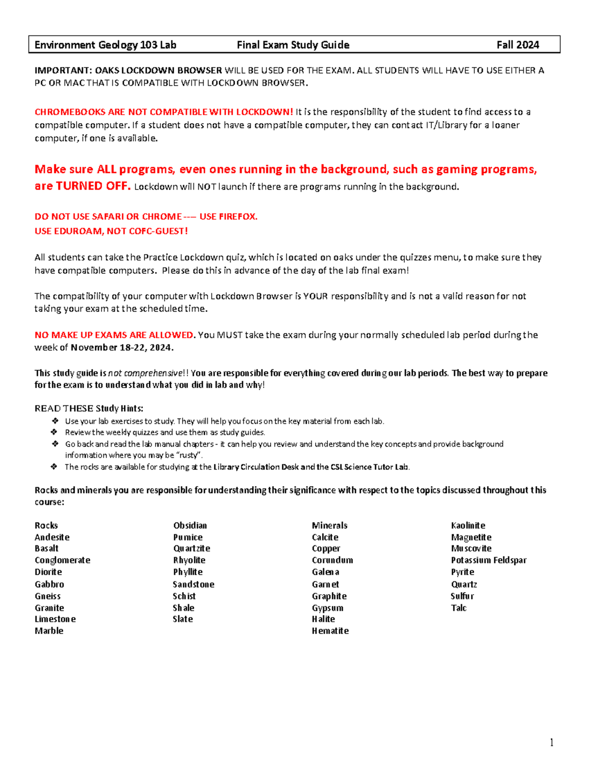 Geology 103 Lab Final Exam Study Guide - Fall 2024 - Studocu