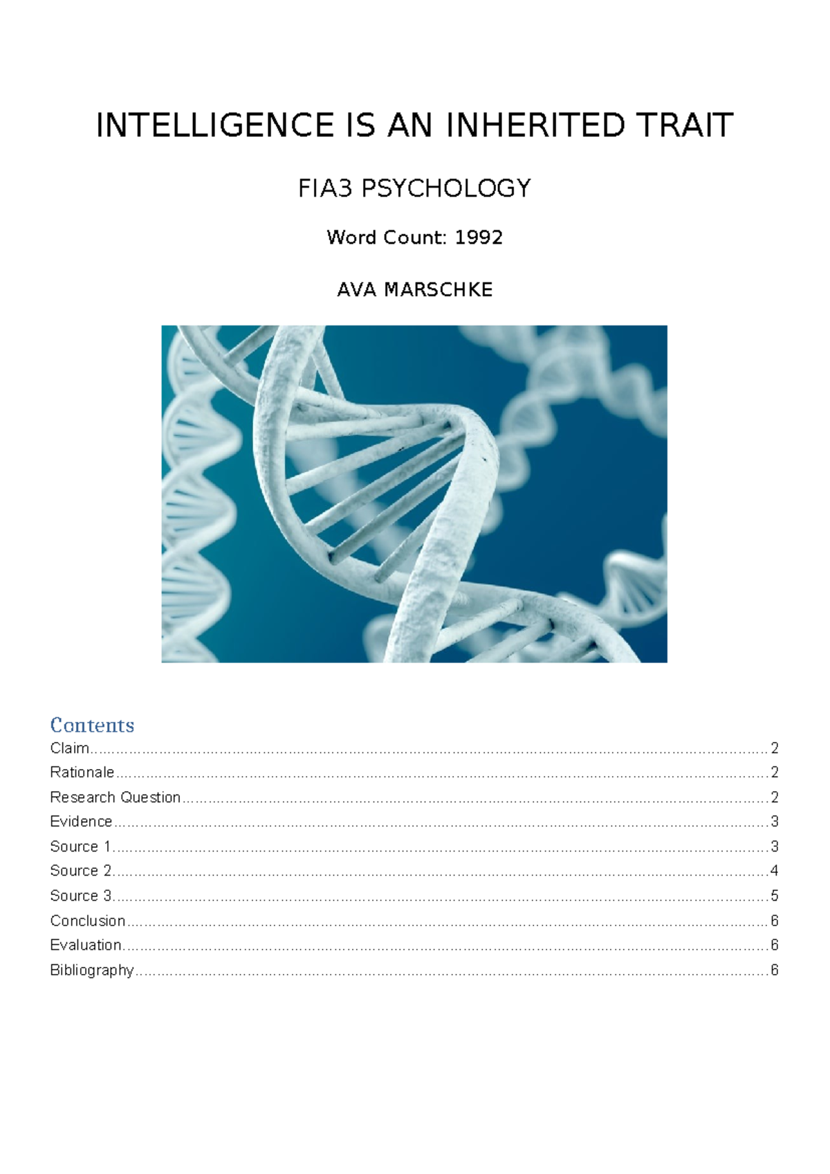 FIA3 - Research Task: The Genetic Influence on Intelligence Traits ...