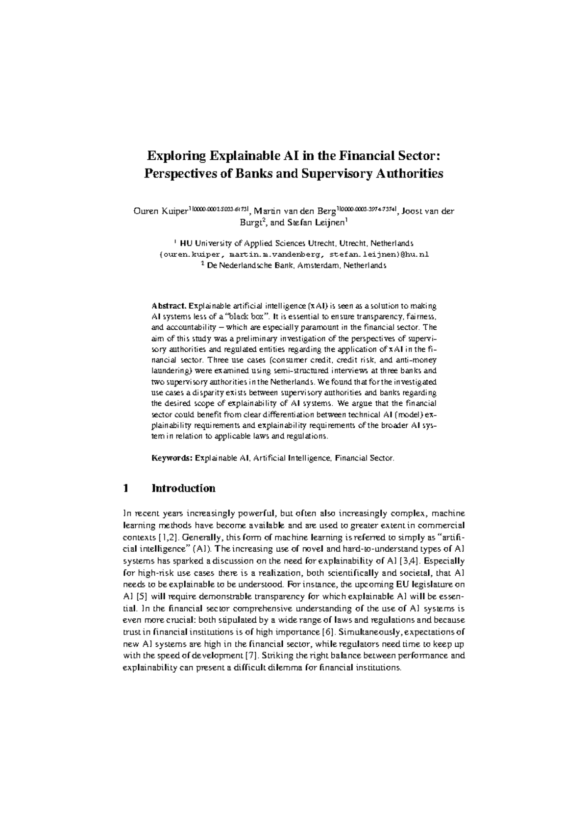 Exploring Explainable Ai In The Financial Sector Perspectives Of