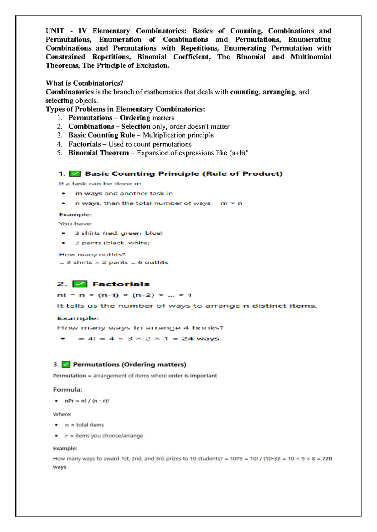 DM 4: Elementary Combinatorics - Counting, Permutations & Combinations ...