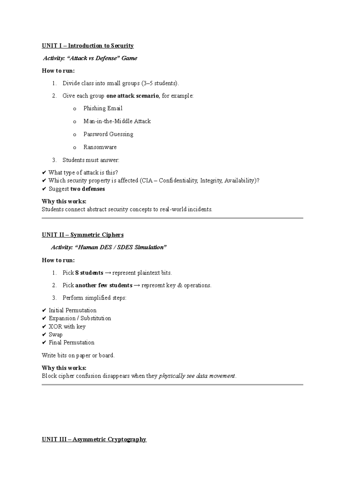 Class Activity: CCS Security Concepts & Cryptography Exercises - Studocu