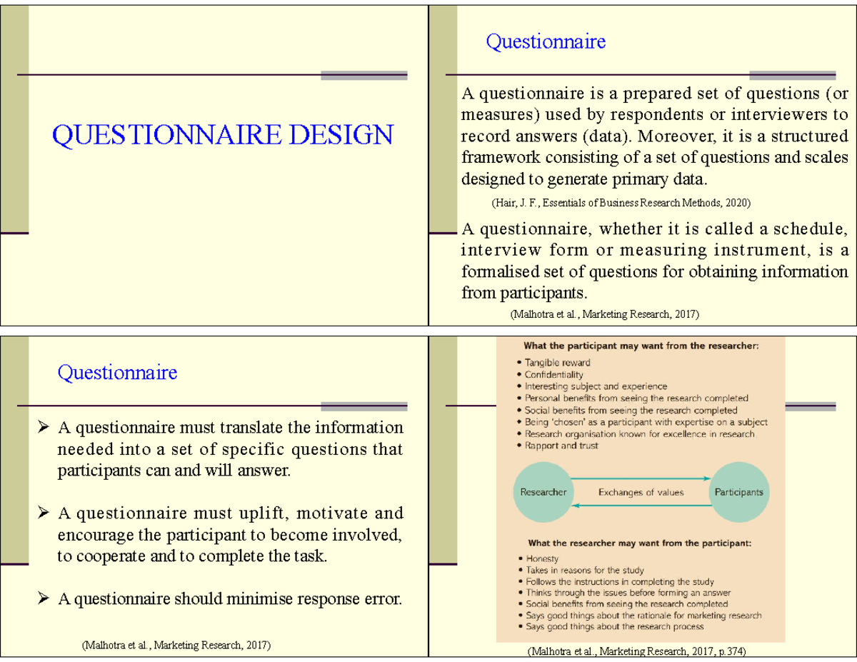 C8 Phương pháp nghiên cứu - QUESTIONNAIRE DESIGN A questionnaire is a ...