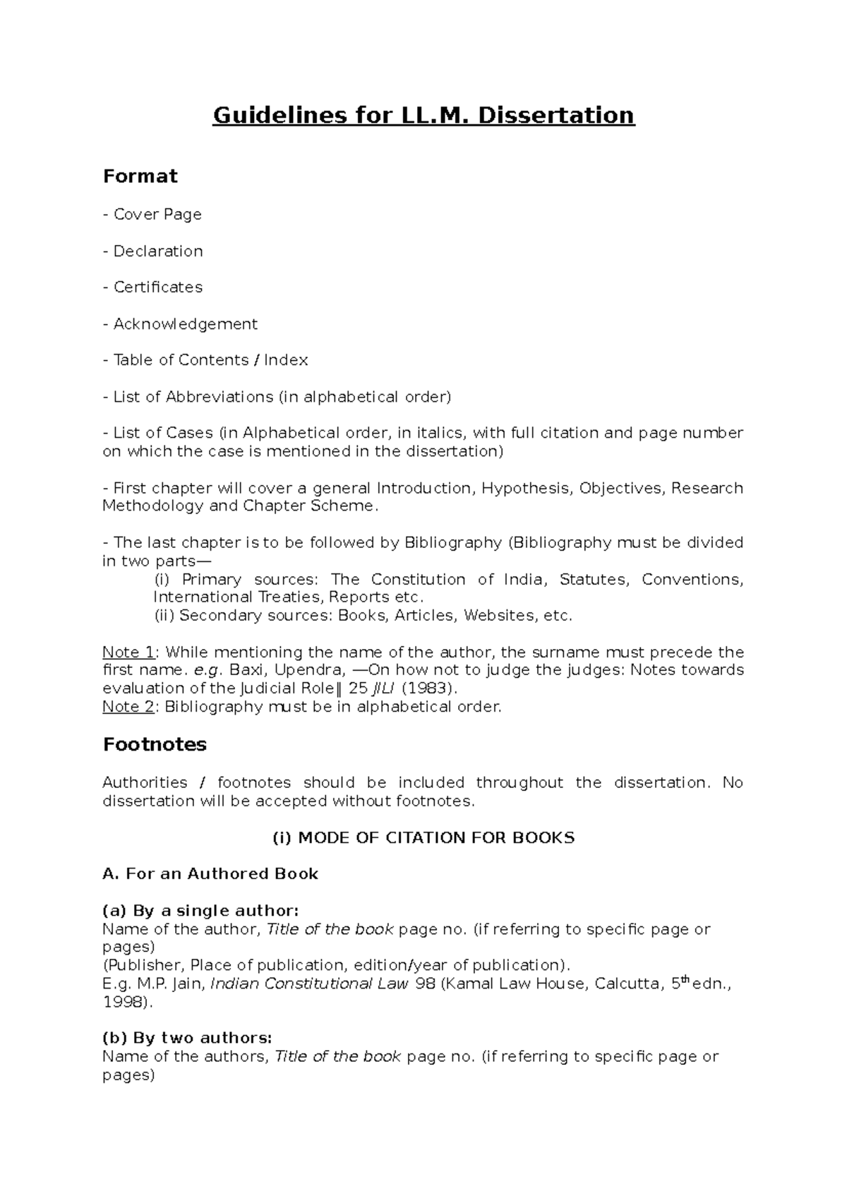 LL.M. Dissertation Guidelines: Formatting and Citation Standards - Studocu
