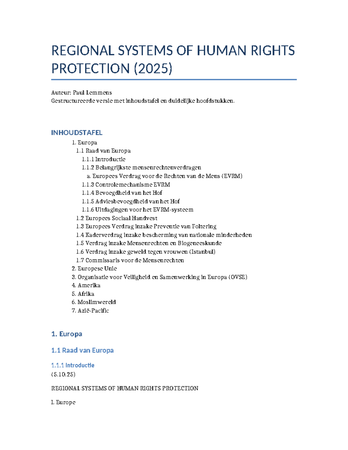 REGIONAL SYSTEMS OF HUMAN RIGHTS PROTECTION (2025) - Structured ...