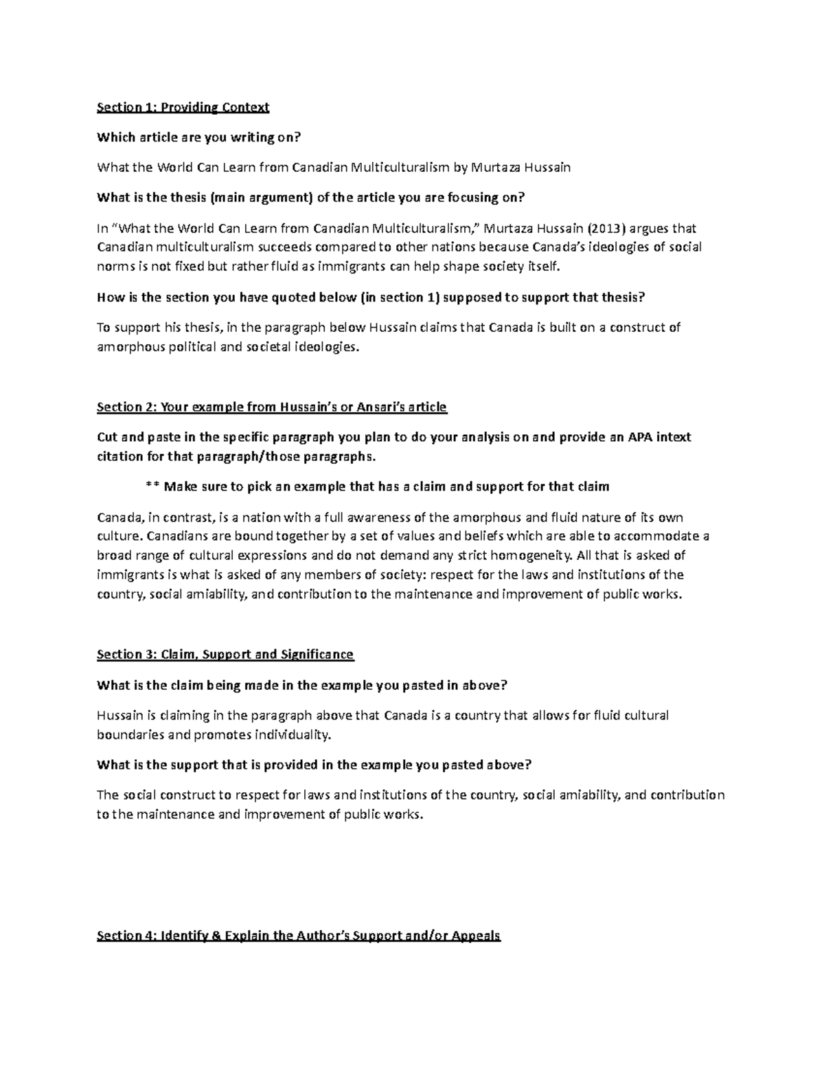 First Analysis Assignment - Section 1: Providing Context Which article ...