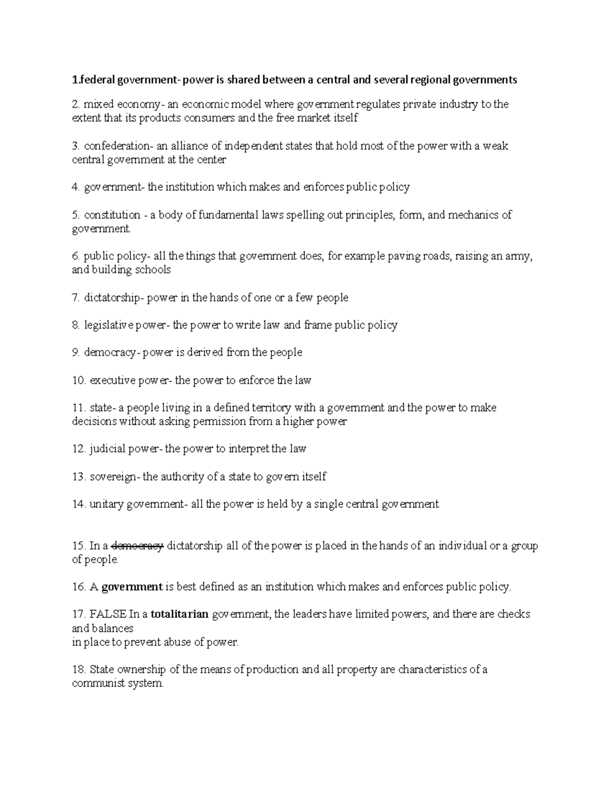 Government Terms and Concepts: An Overview for POLS 101 Students - Studocu